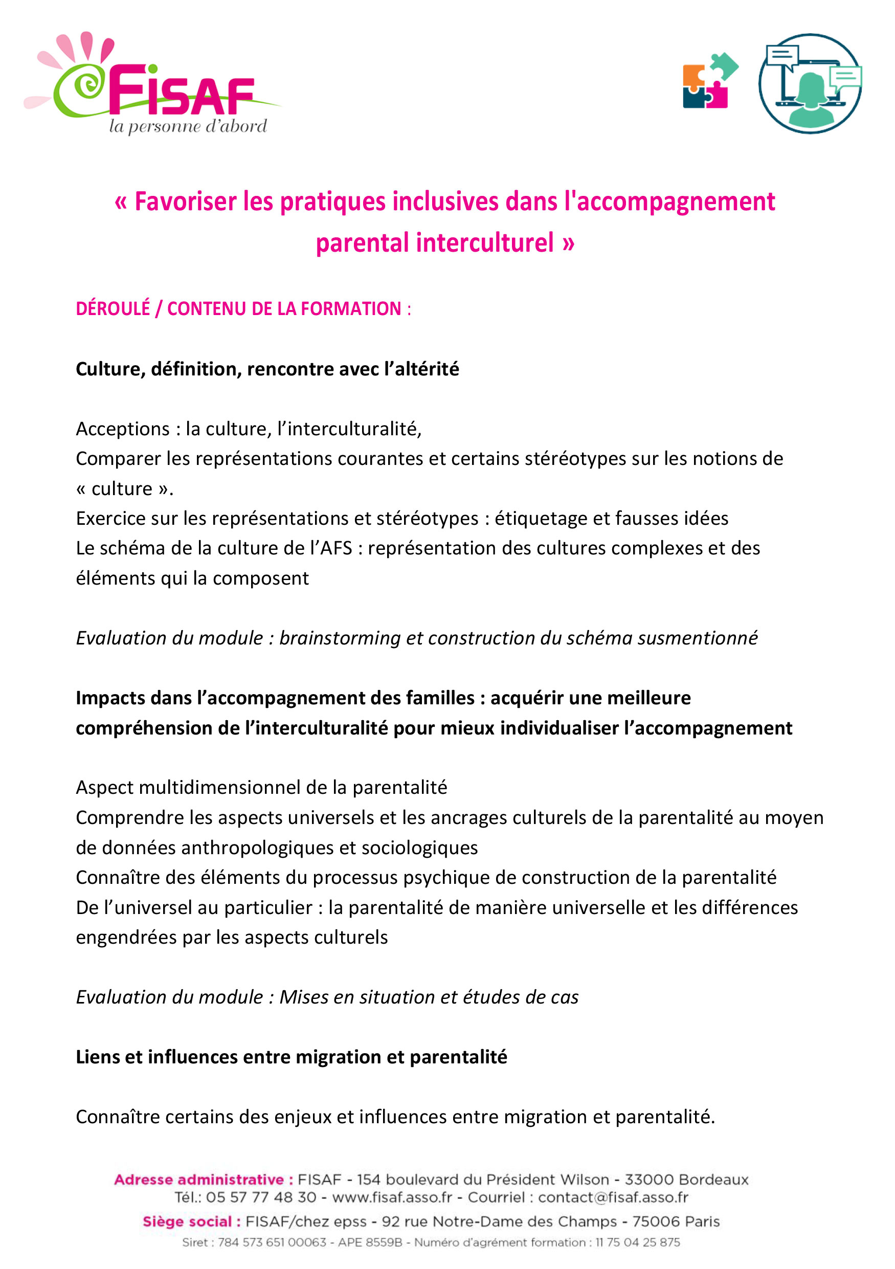 « Favoriser les pratiques inclusives dans l'accompagnement parental interculturel »