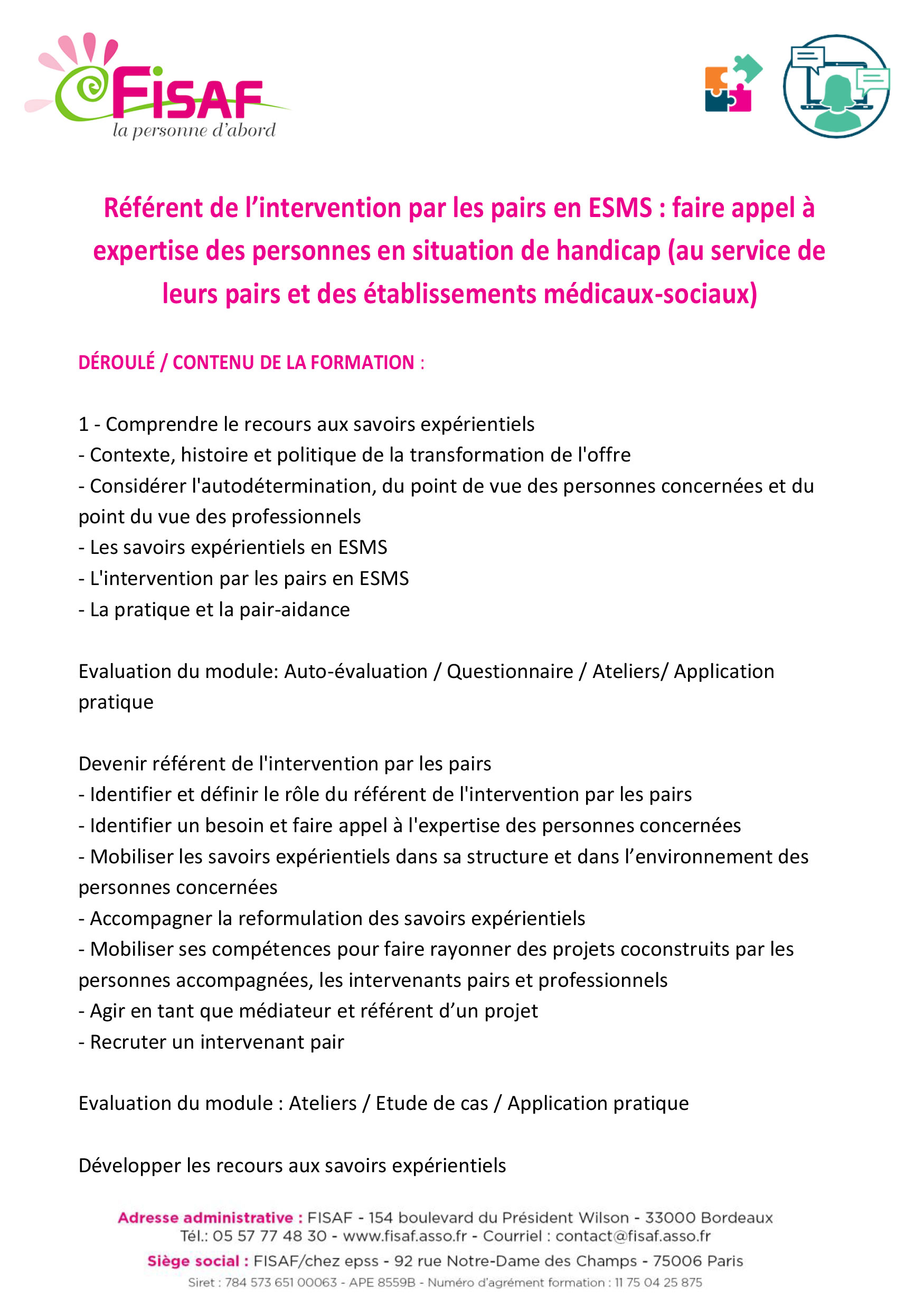 Référent de l’intervention par les pairs en ESMS : faire appel à expertise des personnes en situation de handicap (au service de leurs pairs et des établissements médicaux-sociaux)